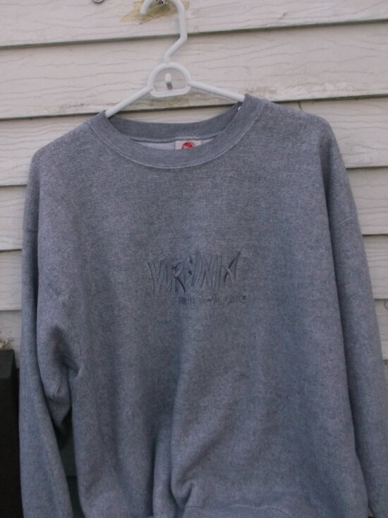 AMITE Carolina UMILE Tops - Unique, Vintage Virginia Crewneck Sweatshirt – Made in USA – Gray X‑Large